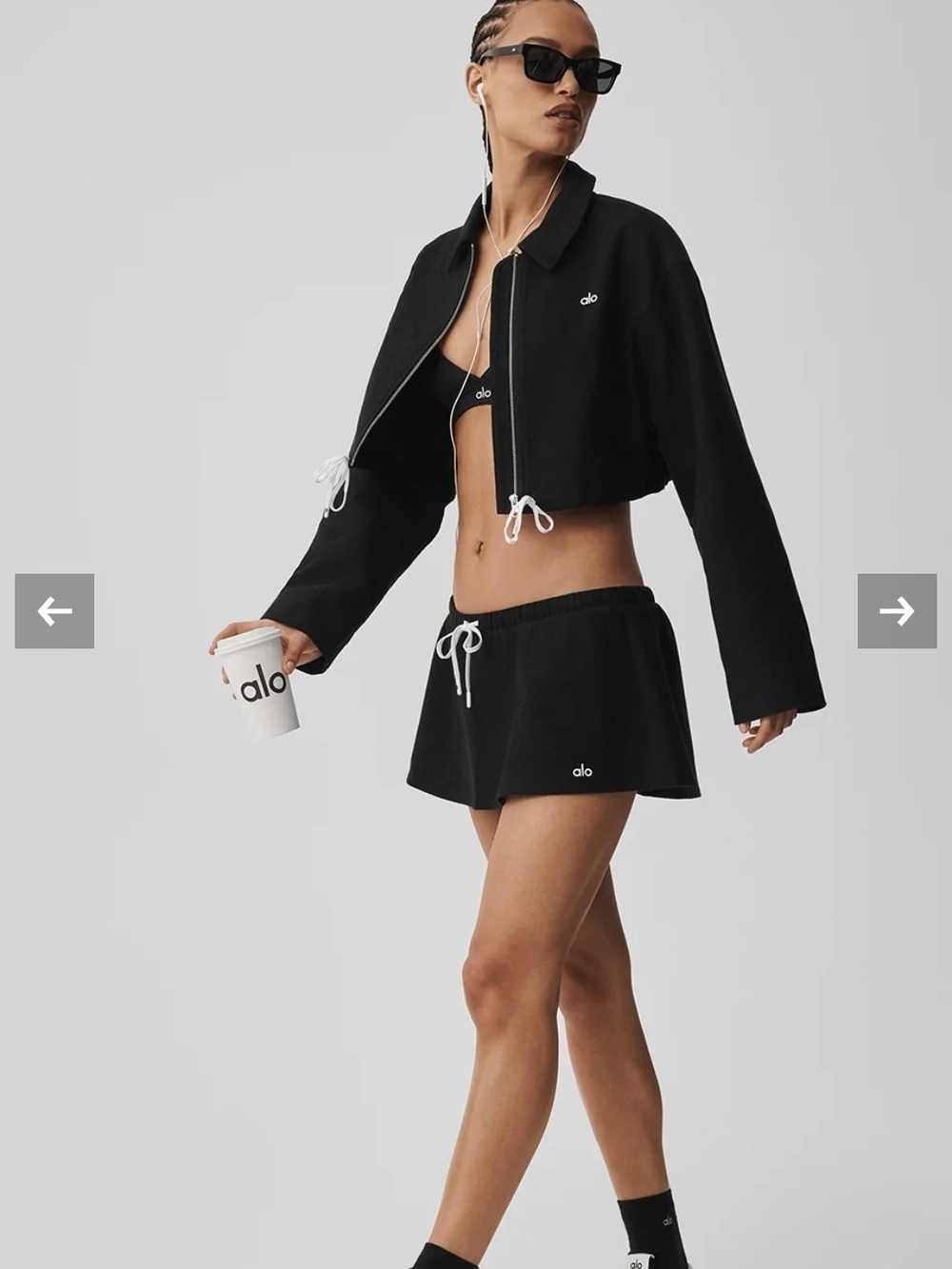ALO Yoga Black Drawstring Active Skort